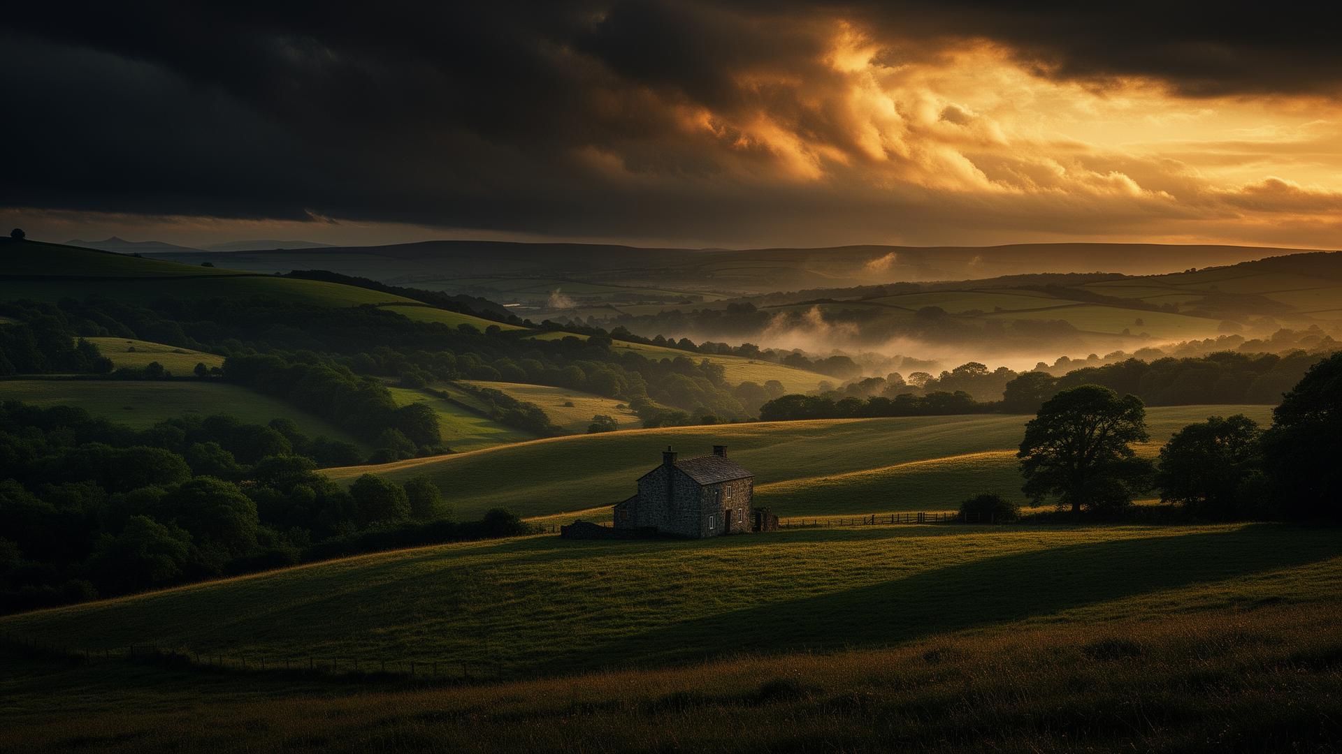 Tuscan countryside at dawn
